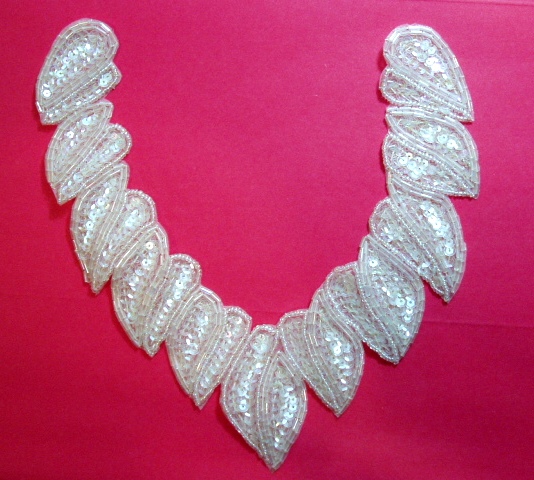 K8753  Crystal  AB Collar Sequin Beaded Applique 8"