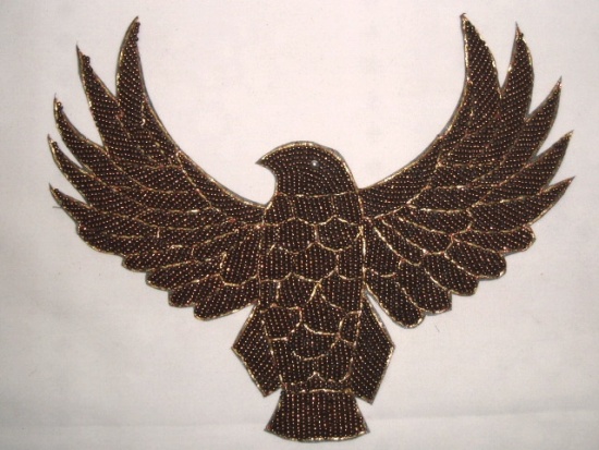 K8754  BronzeThunderbird Eagle Beaded Applique 8.5"