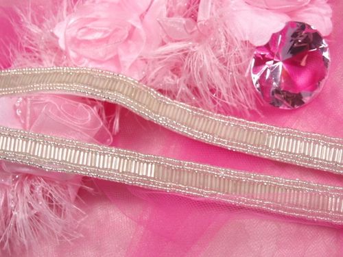T8757 Silver Beaded Trim 5/8"