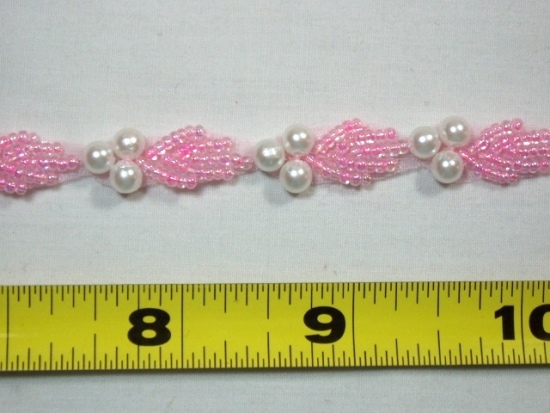 T8877  Pretty Pink Pearl Beaded Trim
