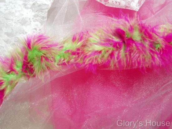 E3760  Fuchsia Lime Marabou Feather Fur Sewing Trim 2"