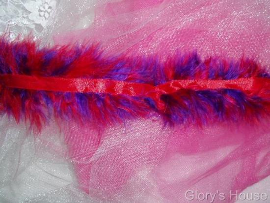 E3760  Purple & Red Marabou Feather Fur Sewing Trim 2"