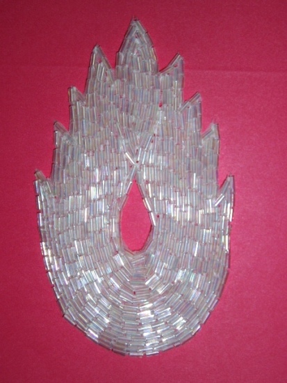 K8899 Crystal AB Flame Beaded Applique  4.5"