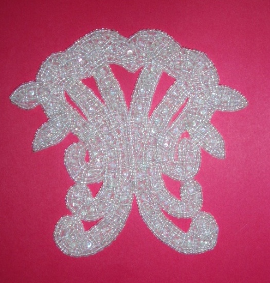 K8913  Crystal AB Beaded Victorian Applique 5"