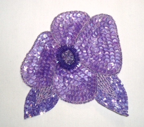 K8916  Lavender AB Floral  Sequin Beaded Applique 4.5"