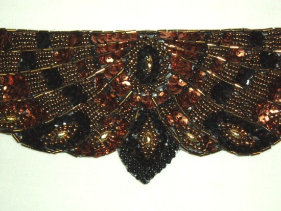 K8920   Bronze Sequin Beaded Appliques 13.75"