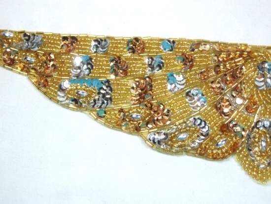 K8920   Gold Sequin Beaded Appliques 13.75"