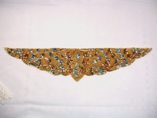K8920   Gold Sequin Beaded Appliques 13.75"