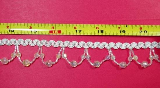 T8927  Crystal AB Beaded Fringe Sewing Trim 1.25"