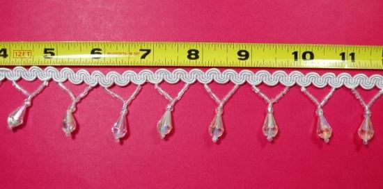 T8928  Crystal AB Beaded Fringe Sewing Trim 1.5"