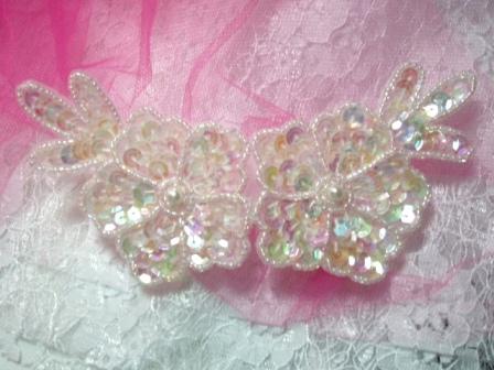 Crystal AB Floral  5" Sequin Beaded Applique K8116