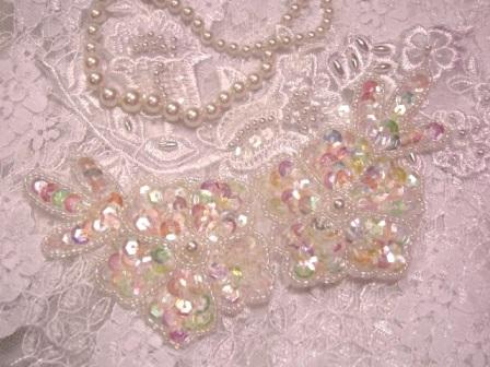 Crystal AB Floral  5" Sequin Beaded Applique K8116