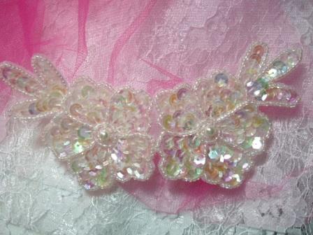 Crystal AB Floral  5" Sequin Beaded Applique K8116