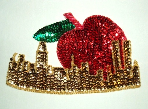K9277  Twin Towers Big Apple Sequin Beaded Applique 7.75"