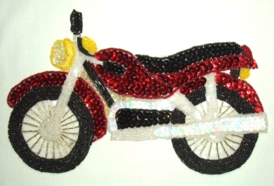 Motorcycle Sequin Beaded Applique K9280