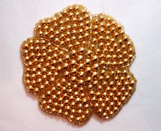 K9299 Gold Flower  Beaded Applique  3"