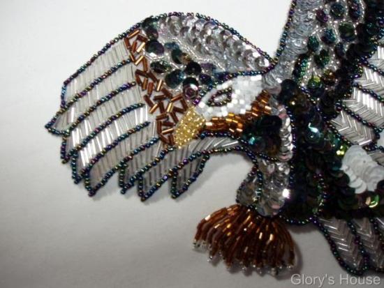 Eagle  bird 10" Sequin Beaded Applique  0071