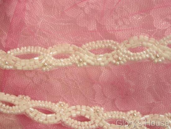 T9511   White Pearl Braided Beaded Trim 1/2"