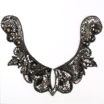 E3426  Brown Jewel Sequin Beaded Applique Collar 10"