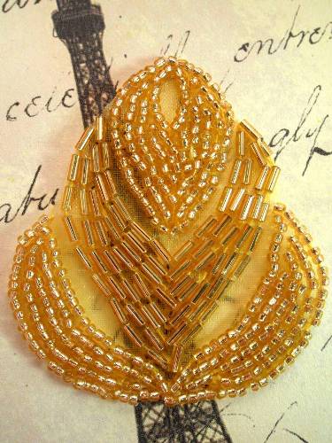 A0501 Gold Beaded Designer Applique 2.5"