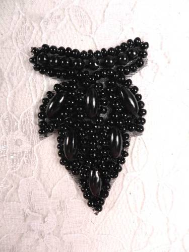 AFS3639 Black Beaded Cluster Applique 1.75"