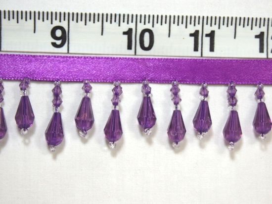 C1  Purple Teardrop Beaded Fringe Sewing Trim 1"