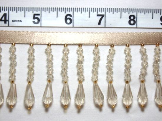 C2  Ivory Teardrop Beaded Fringe Sewing Trim 2"