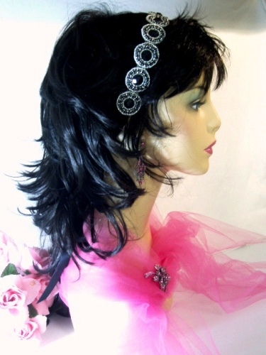 SB0379  Black & Silver Rhinestone Headband