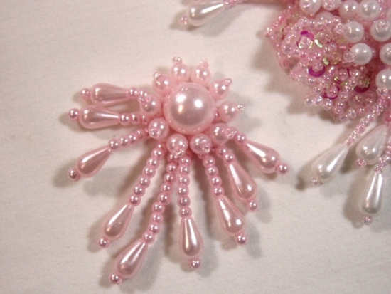 Pink Dangle 2" Beaded Applique 0043