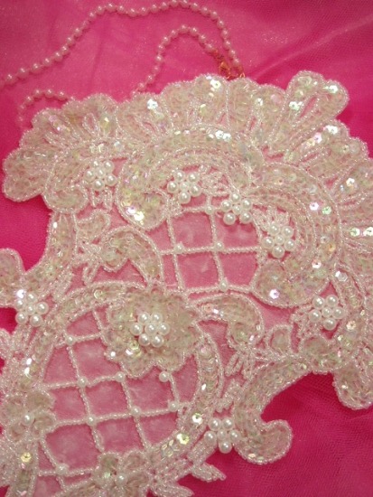 0042  Crystal AB Victorian Elegance Sequin Beaded Applique