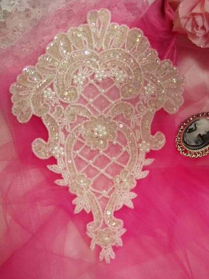 0042  Crystal AB Victorian Elegance Sequin Beaded Applique