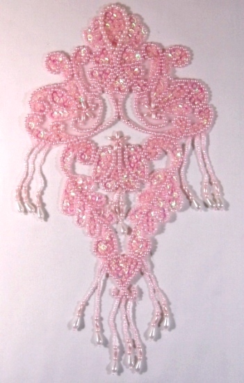 Pink Victorian 11" Sequin Beaded Applique  0064