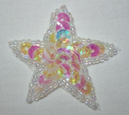 0111  Crystal AB Star 1.5" Sequin Beaded Applique