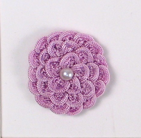 E5560 Lavender Pearl Crochet Ribbon Floral Applique 1.5"