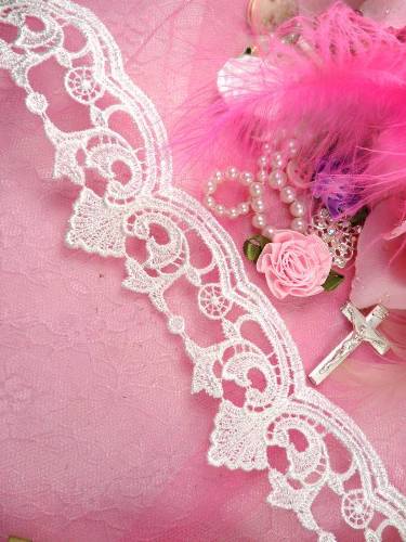 C202655 White Victorian Venice Lace Trim  2"