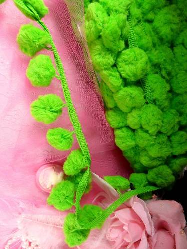 C850470  Apple Lime Green Pom Pom Sewing Fringe Trim 1.5"