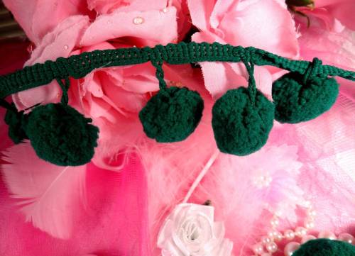 C850470  Emerald Green Pom Pom Sewing Fringe Trim 1.5"