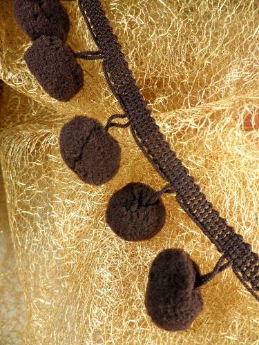 C850470  Brown Pom Pom Sewing Fringe Trim 1.5"
