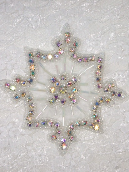 0260  Crystal AB / Crystal AB Genuine Rhinestone Beaded Applique 4"