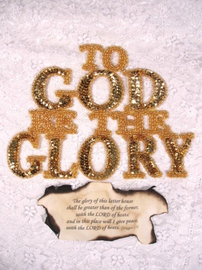 0378 To God Be the Glory Sequin Beaded Applique