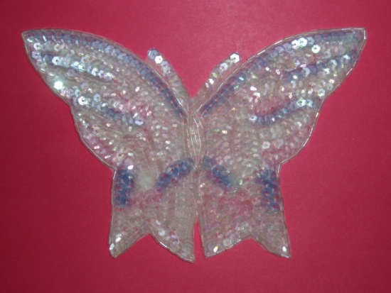 Pastel Butterfly 7" Sequin Beaded Applique  K8627