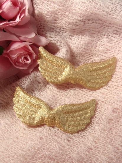 D7  Set of 2 Gold Angel Wings 4"