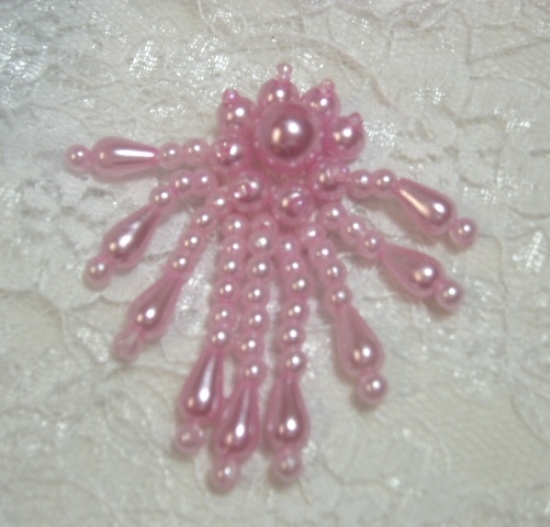 Pink Dangle 2.25" Sequin Beaded Applique 0113