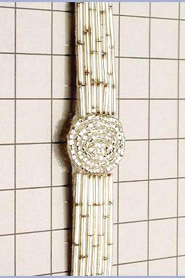 FS910B  Silver Beaded Applique 5"