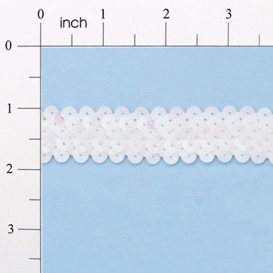 E4412   White AB Sequin Stretch 2 Row Sewing Trim 1"