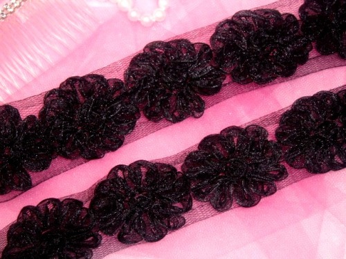 E6681 Black Floral Lace Sewing Trim