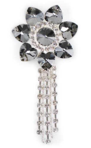 EFA211 Smoke Victorian Flower Rhinestone Brooch