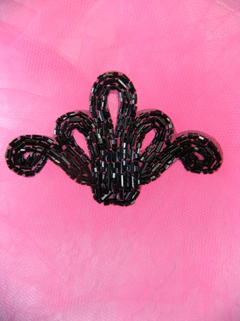 FS1049 Black Beaded Applique 2.5"