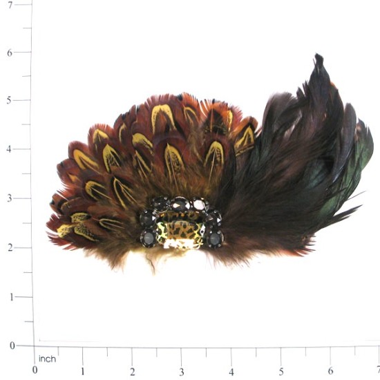 E4155  Leopard  Brown & Gold  Feather  6.5"