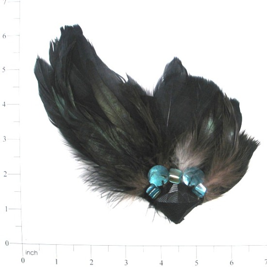 E4157   Feather Brooch Pin Turquoise Beads Applique